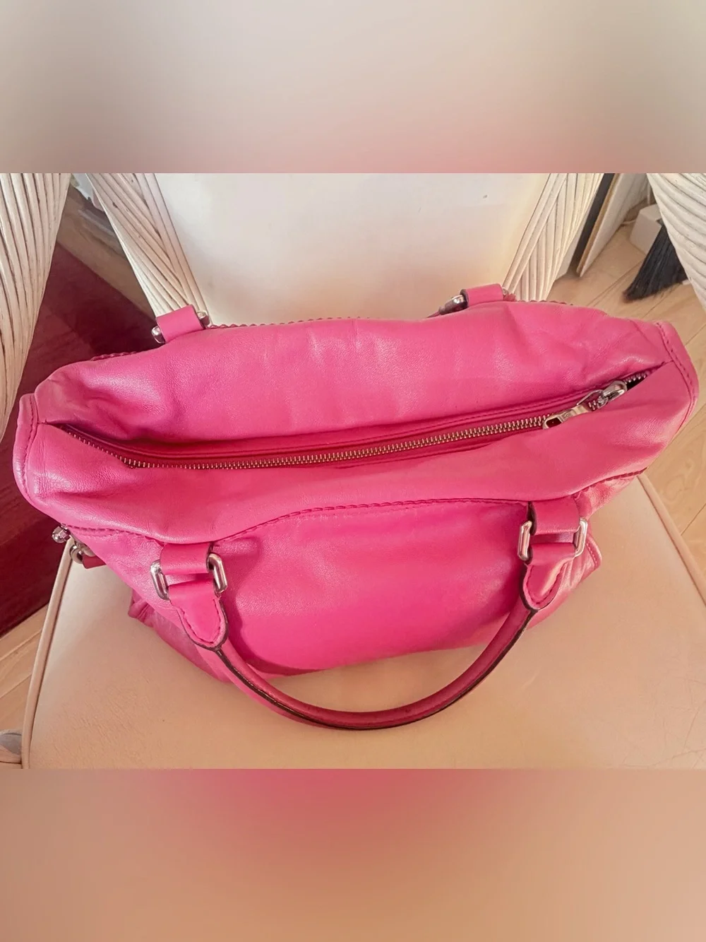 LOEWE Madrid Pink/ Red  2Way Medium Nappa Satchel. RT $ 3998.